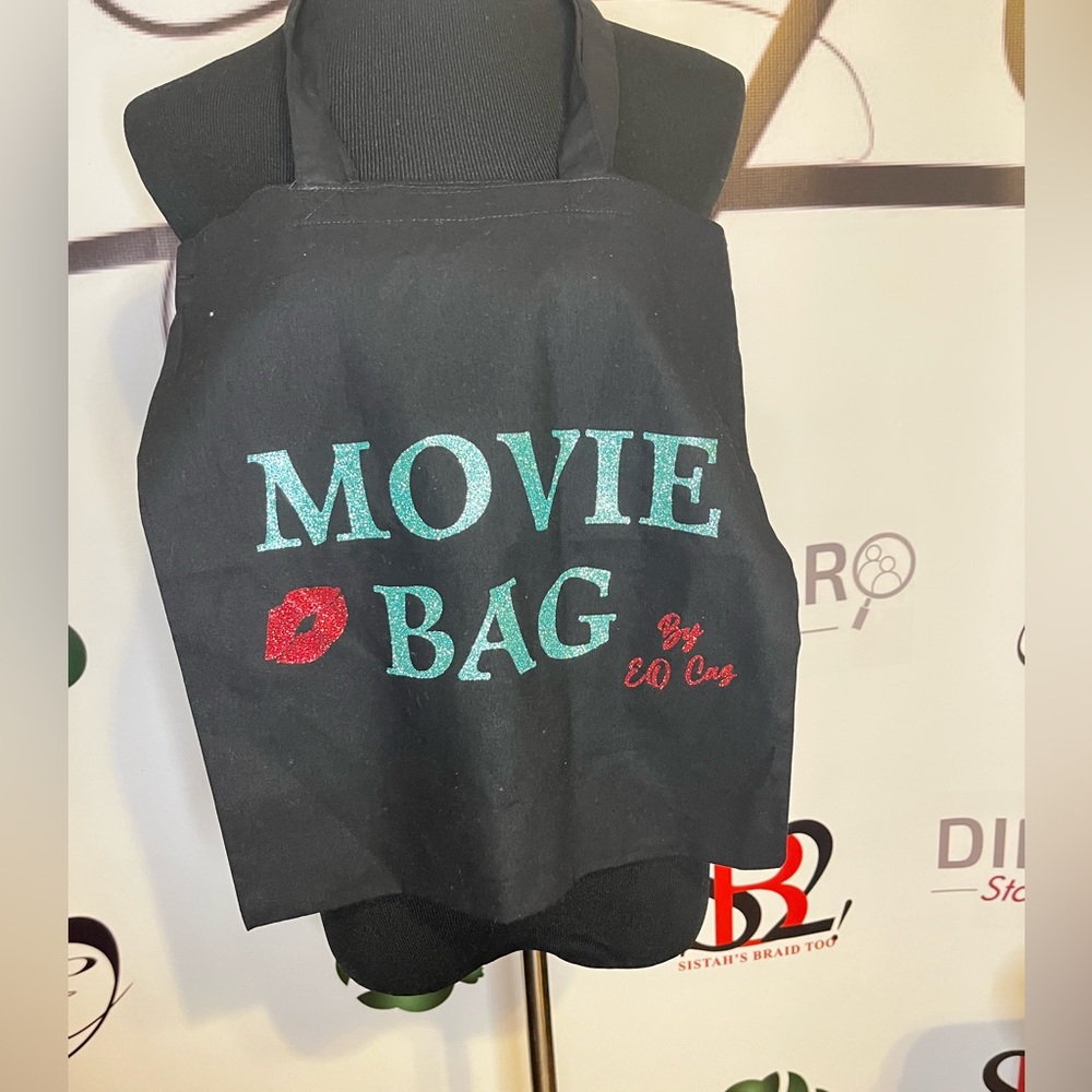 Movie night tote bag.
